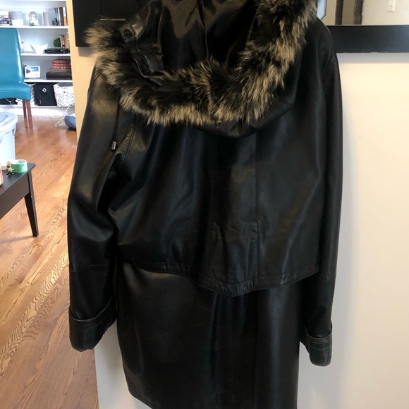 Laurence Roy Lambskin Winter Coat with Fur Hood - Picture 5 of 5